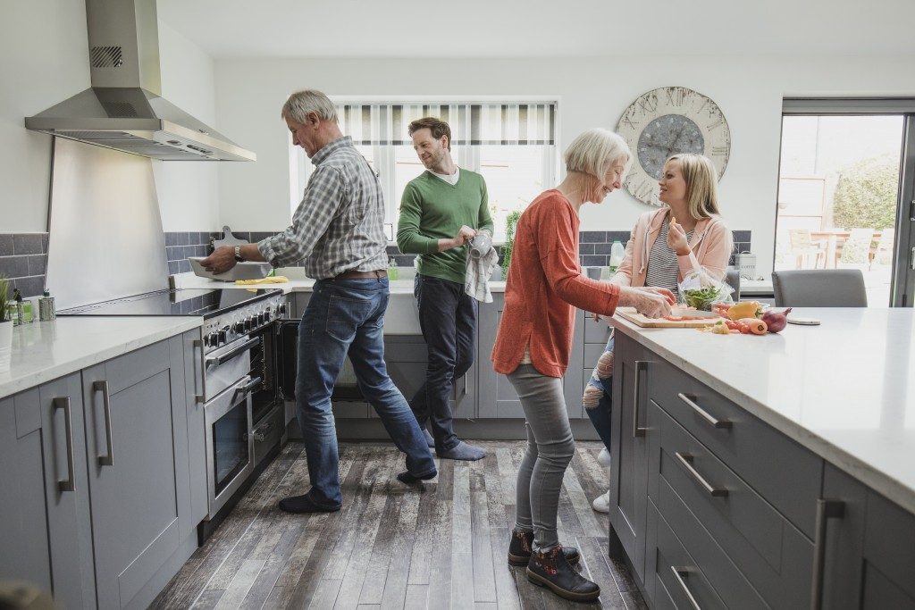 family in a kitchen