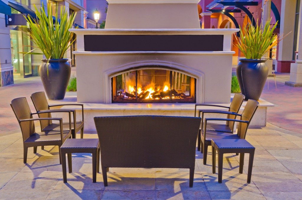 Outdoor fireplace area