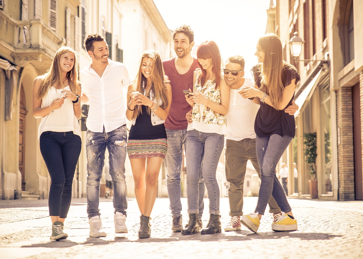 group of friends walking