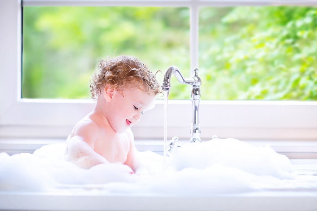 baby taking a bath