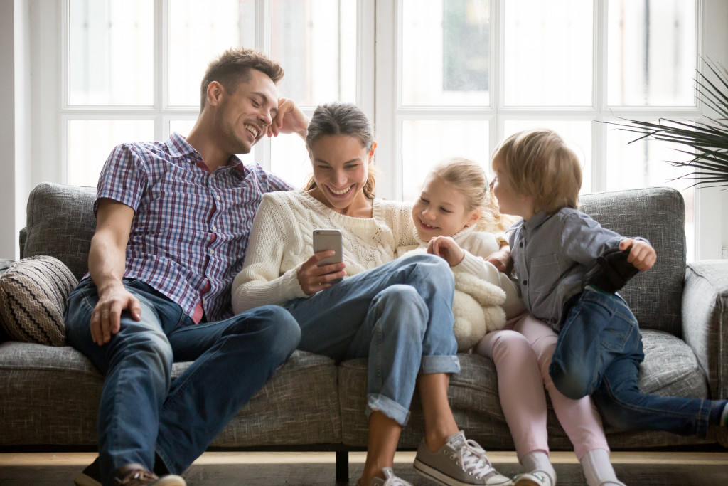 family in the sofa