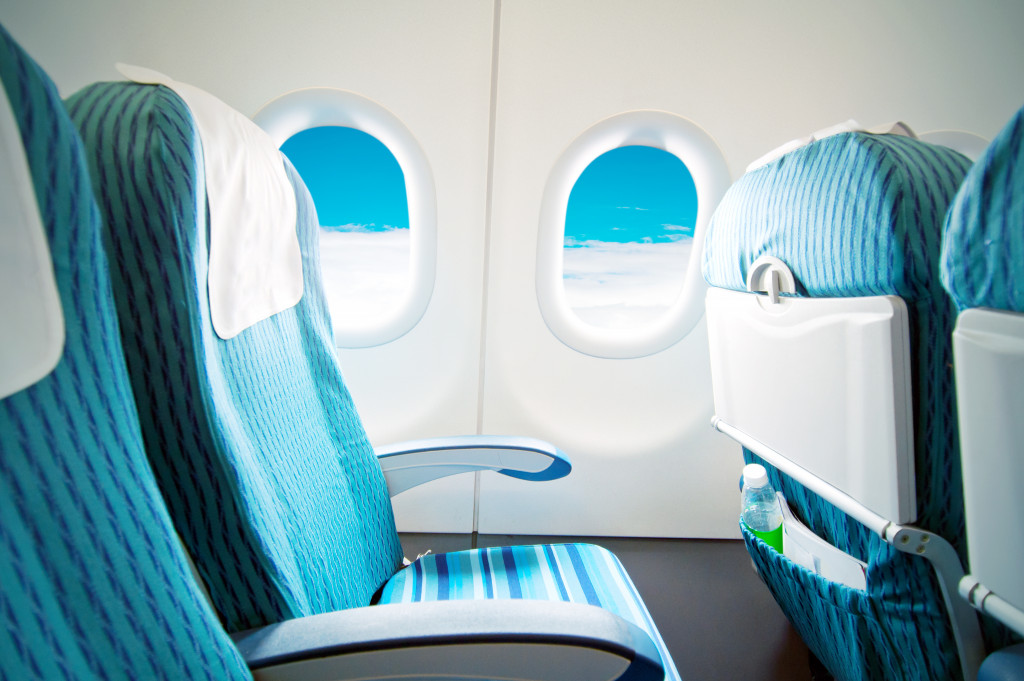 Empty aircraft seats and windows