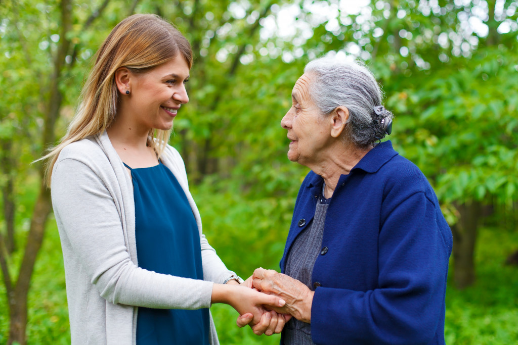 senior and nurse