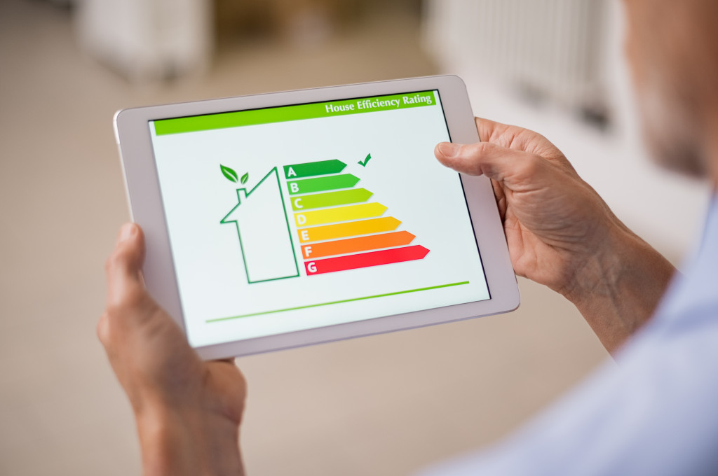 Energy efficiency rating on a tablet