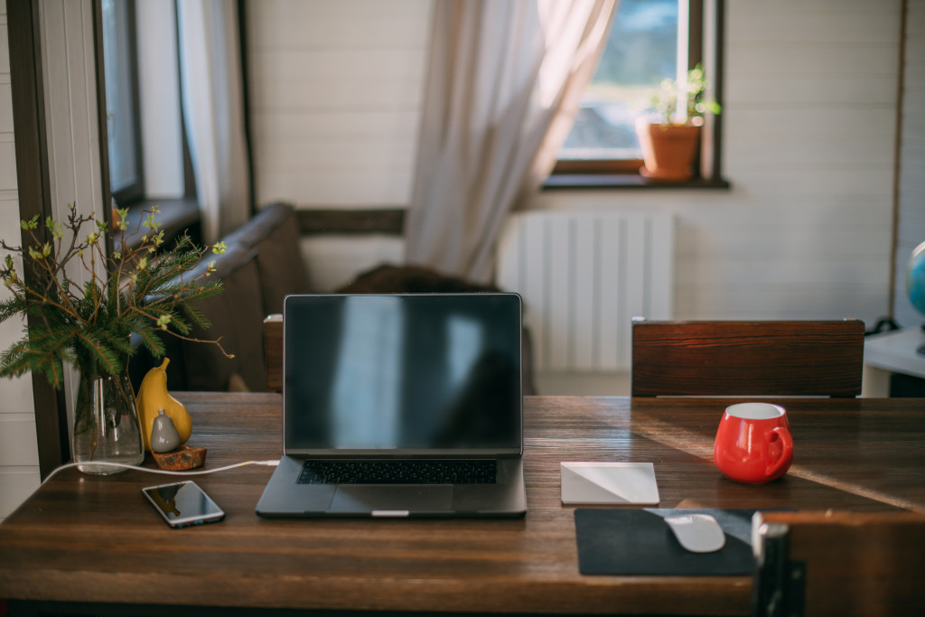 A modern, relaxed office space at home