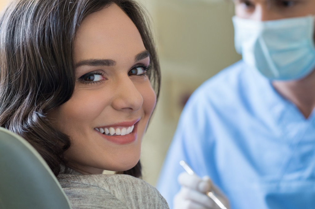woman receiving dental checkup