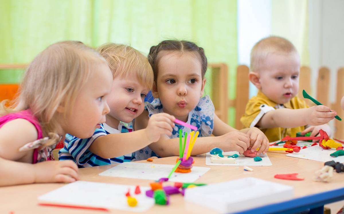 little kids interacting during an activity