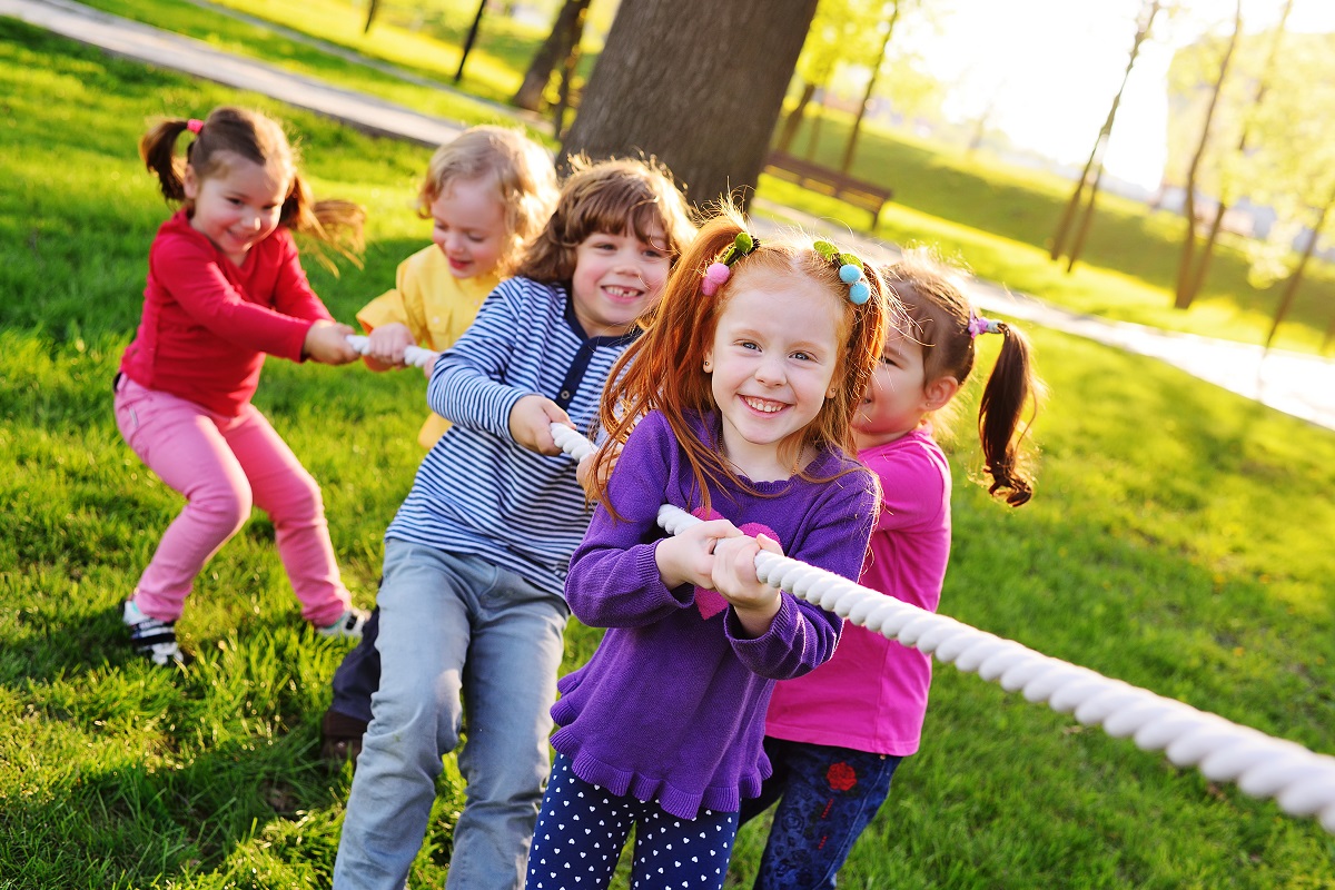 Kids playing tug-of-war